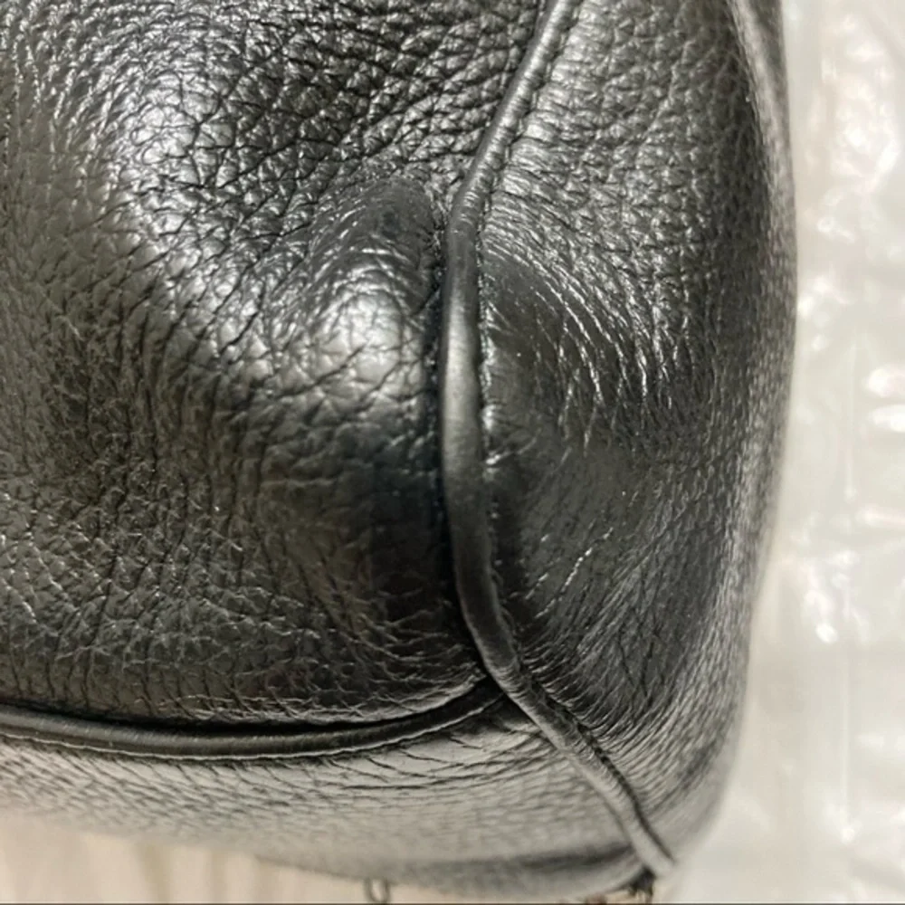 Furla black soft pebbled leather hobo bag